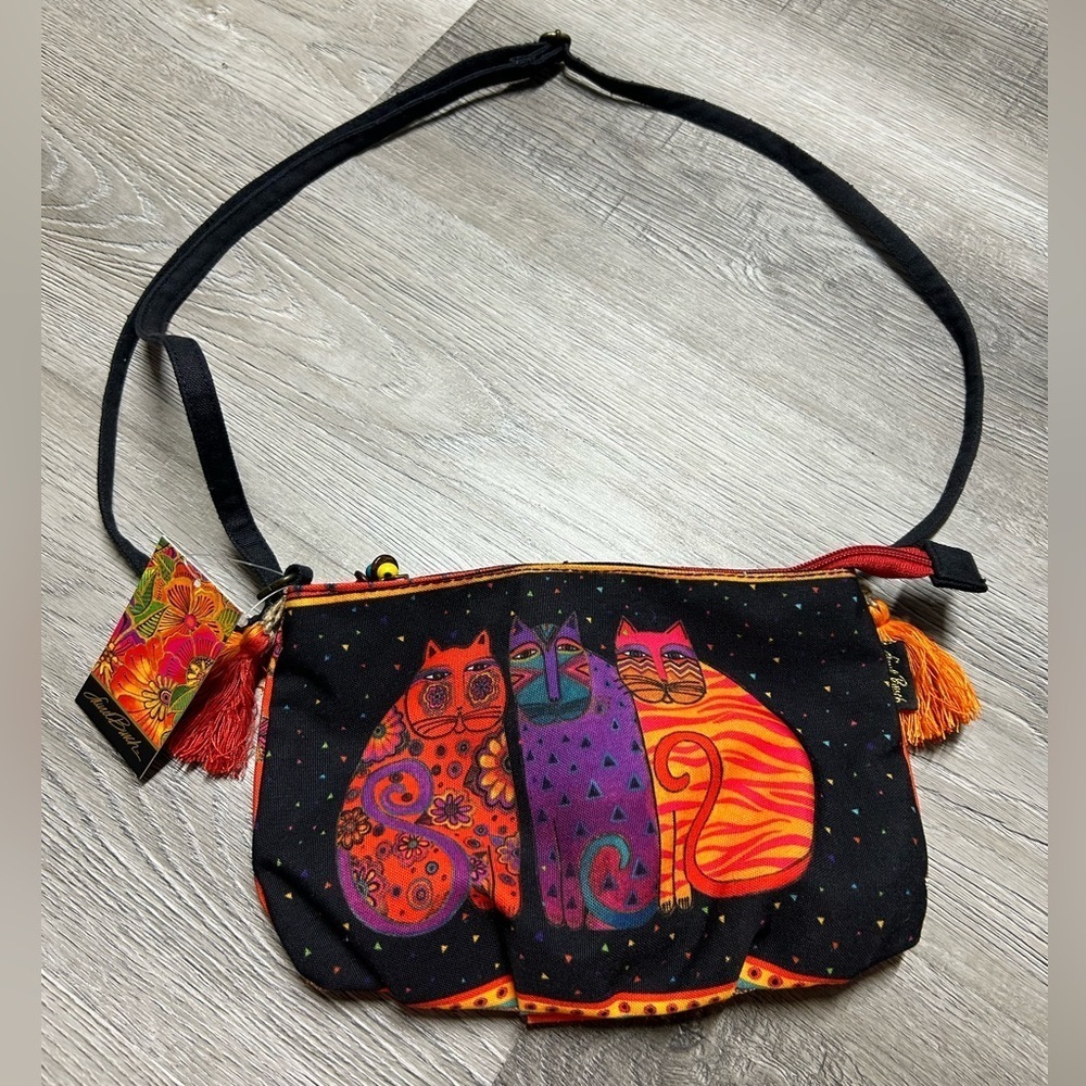 Laurel Burch Colorful Cat Art Crossbody Bag NEW